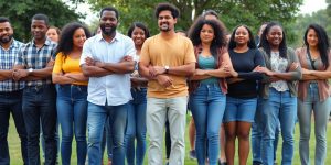 Diverse people united in solidarity for civil rights.
